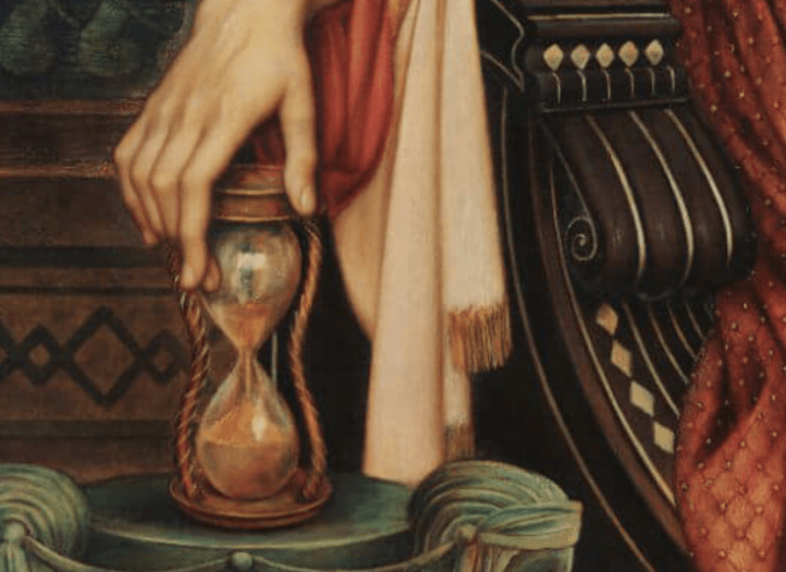 The passage of time represented by an hourglass